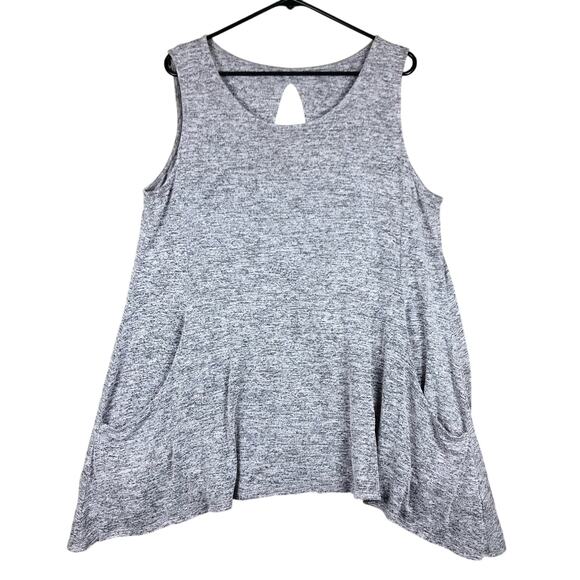 Maurices Womens Shirt Heathered Pink Asymmetrical Tank Open Back Athleisure 1 - Picture 1 of 11